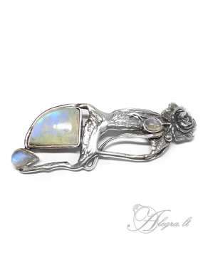 1992 Unique silver brooch with Moonstone Ag 925