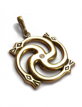 Brass pendant - with the Serpent's Heads