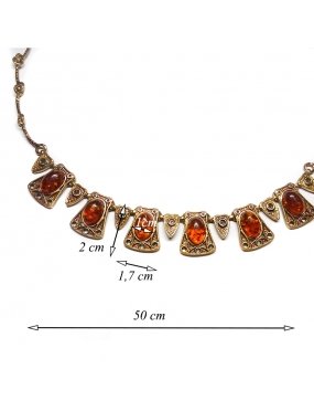 1923 Brass necklace with burned amber