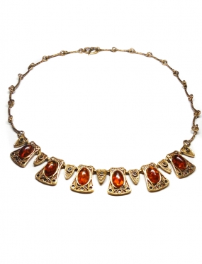 1923 Brass necklace with burned amber