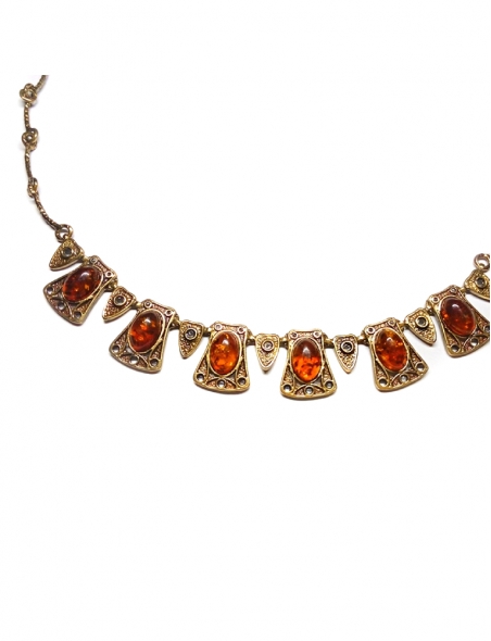 1923 Brass necklace with burned amber