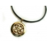 663 Brass pendant with Serpents + leather string