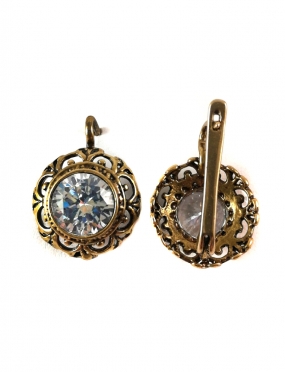 2269 Brass earrings with Zircon