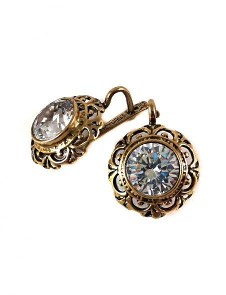 2269 Brass earrings with Zircon