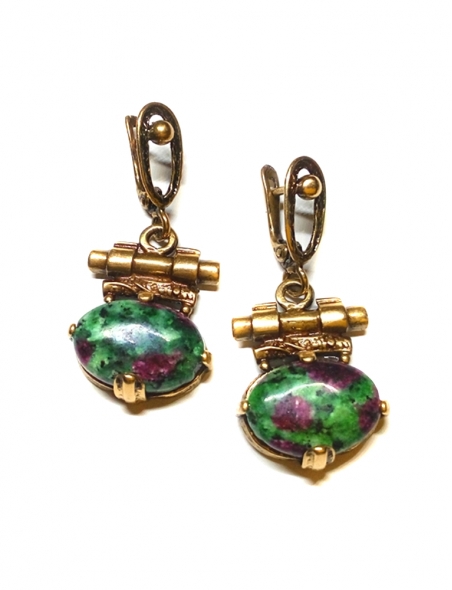 1868 Brass earrings dyed Zoisite