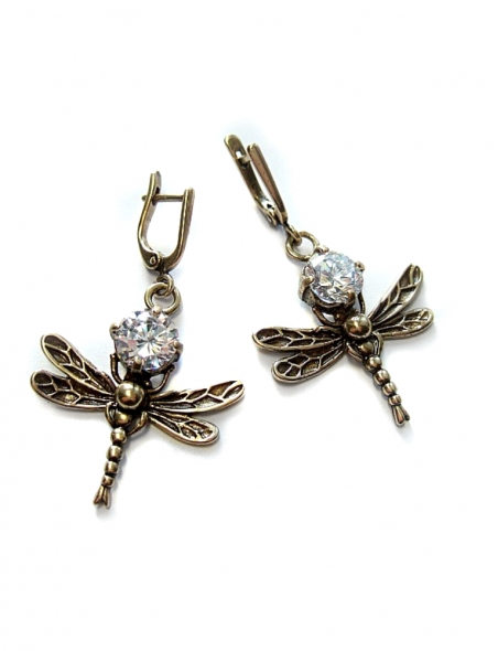 784 Brass earrings "Dragonflies"