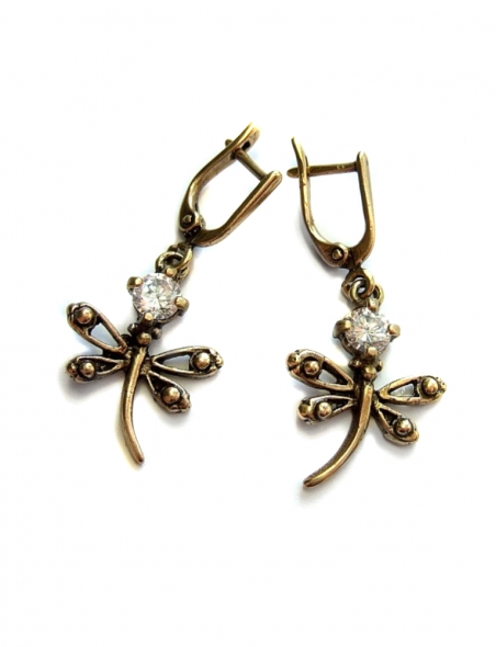 558 Brass earrings "Dragonflies"