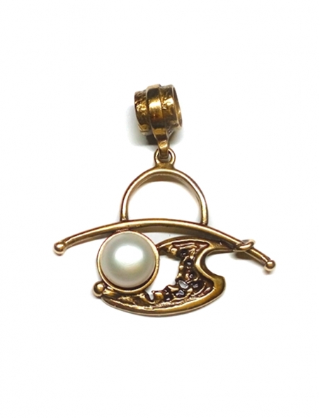 1900 Brass pendant with Freshwater Pearl