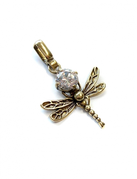 584 Brass pendant "Dragonfly" with Zircon