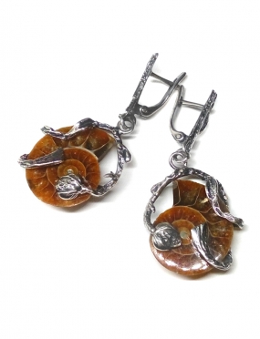 1983 Silver earrings with Amonitine shell Ag 925