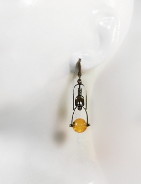 1513 Brass earrings with Citrine