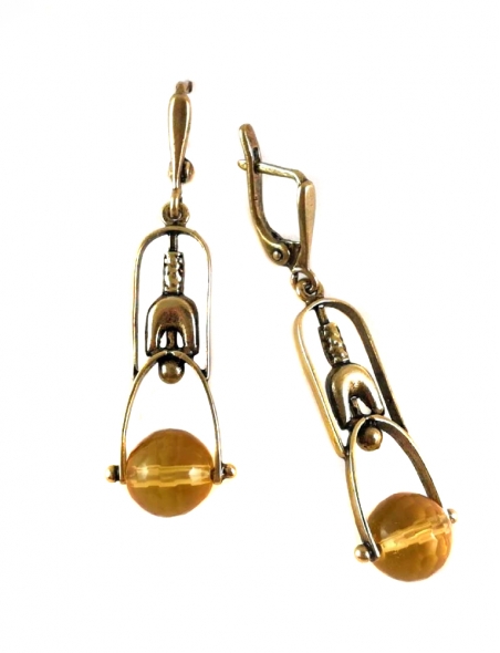 1513 Brass earrings with Citrine