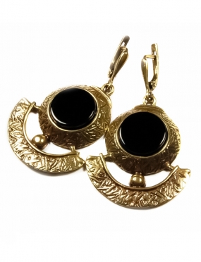 1566 Brass earrings with Onyx