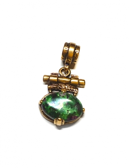 1873 Brass pendant with dyed Zoisite