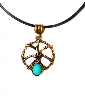 1875 Brass pendant with Turquoise howlite