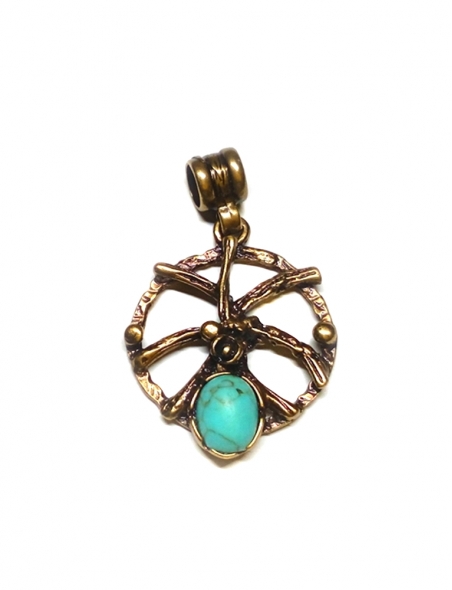 1875 Brass pendant with Turquoise howlite