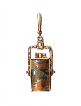 1880 Brass earrings with Reconstructed Jasper