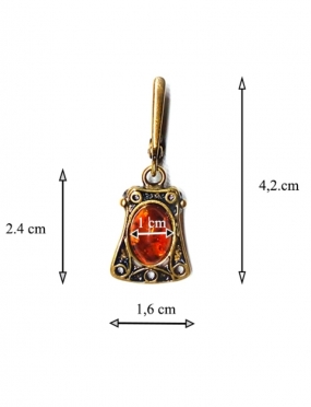 1888 Brass pendant with burned Amber