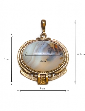 1896 Brass pendant with Agate