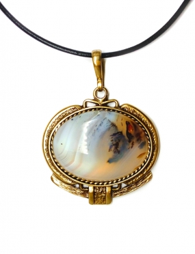 1896 Brass pendant with Agate