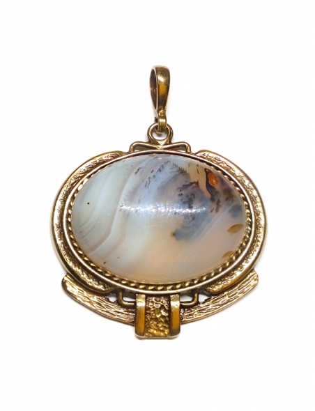 1896 Brass pendant with Agate