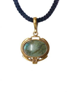 1908 Brass pendant with Zoisite