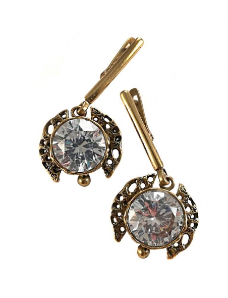 2245 Brass earrings with Zircon