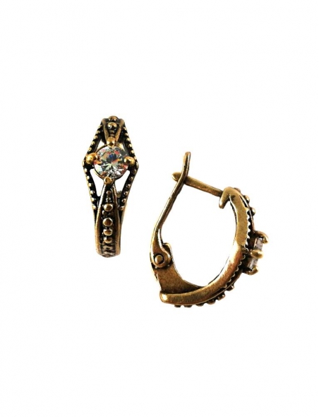 2239 Brass earrings with Zircon