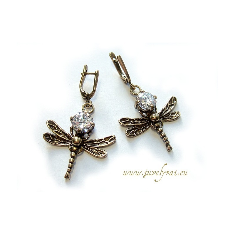 784 Brass earrings "Dragonflies"