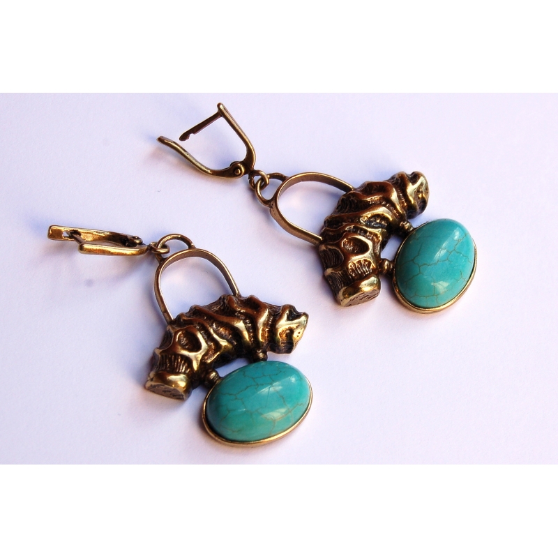 1426 Brass earrings with Turquoise