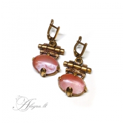 1863 Brass earrings with Rose Quartz