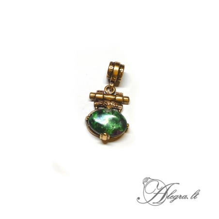 1873 Brass pendant with dyed Zoisite