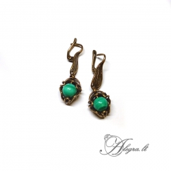 1885 Brass earrings with Malachite