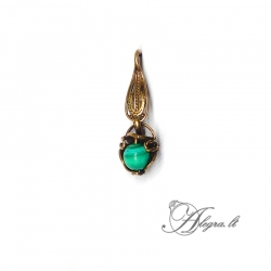 1885 Brass earrings with Malachite