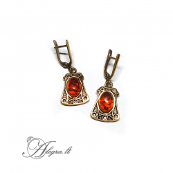 1887 Brass earrings with burned Amber