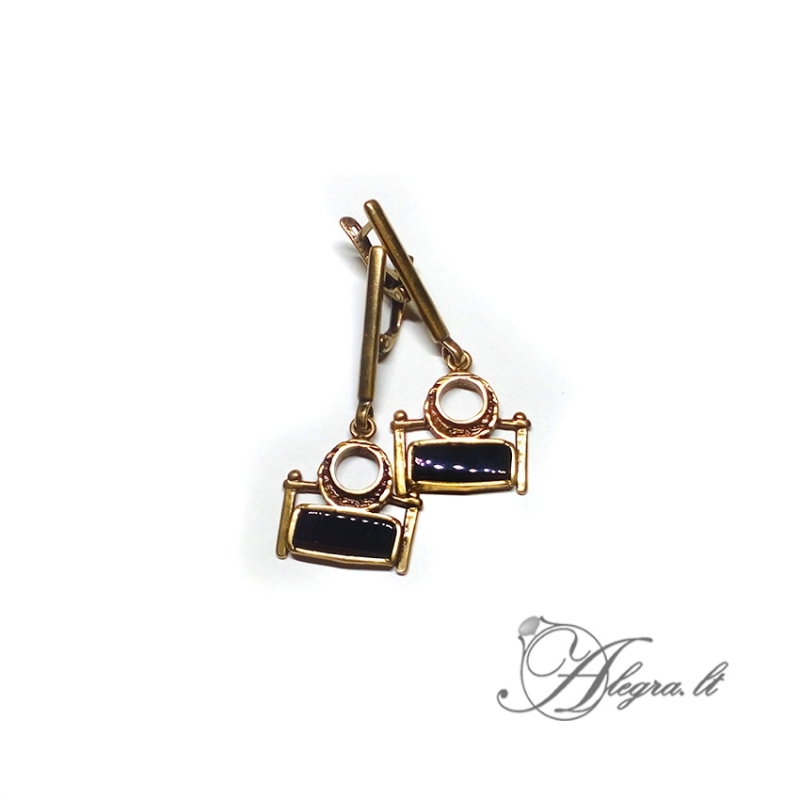 1889 Brass earrings with Onyx