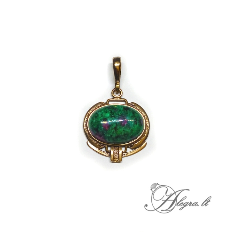 1908 Brass pendant with Zoisite