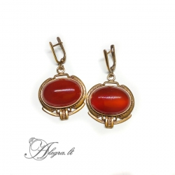 1910 Brass earrings with Carnelian