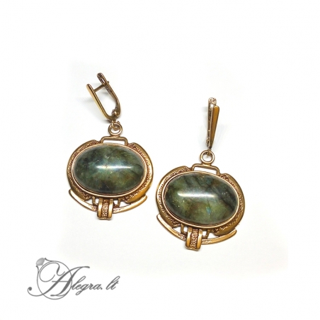 1912 Brass earrings with Labradorite