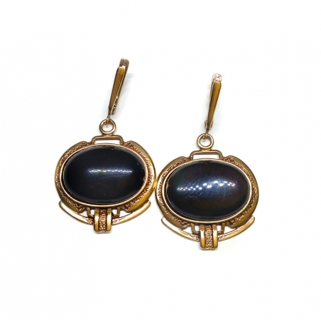 1917 Brass earrings with Rainbow Obsidian