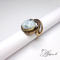 1936 Brass ring with Dendritic Agate