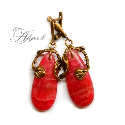 1573 Brass earrings with Rhodochrosite