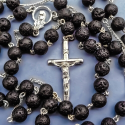 Silver rosary with Lava Stone [RO24]