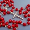 Silver rosary with Coral [RO25]