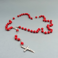 Silver rosary with Coral [RO25]
