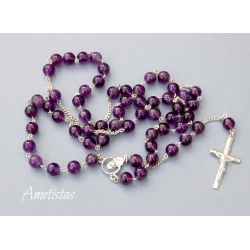 Silver Rosary with Amethyst [R028] Smaller