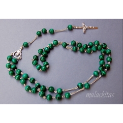 Silver Rosary with Malachite R034