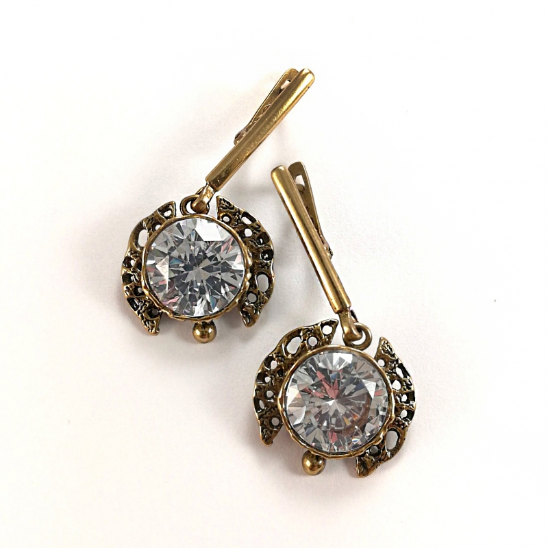 2245 Brass earrings with Zircon