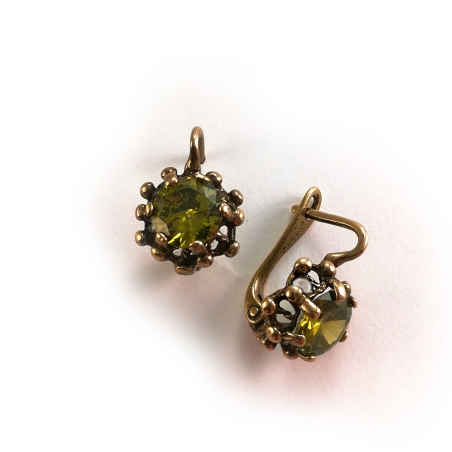 2267 Brass earrings with Zircon