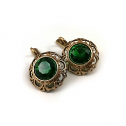 2338 Brass earrings with Zircon